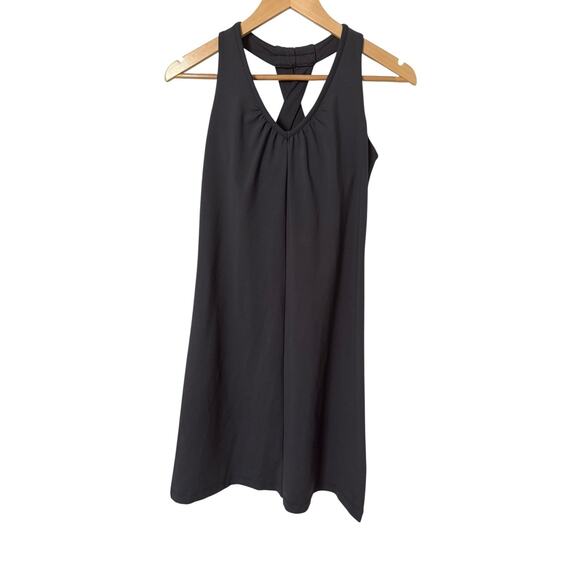 Athleta Dark Grey Small Athletic Dress V-Neck Cross Back Dress Built in Bra - Picture 1 of 4